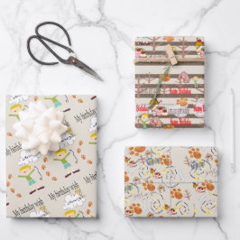 Papierblätter zum GeburtstagWünschen nach einem Hu Geschenkpapier Set
