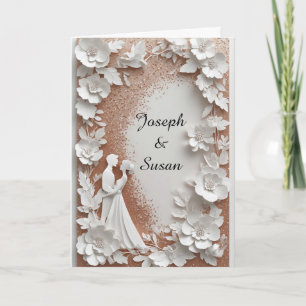 ✨ Papierblumen-Hochzeitseinladung für Braut und Br Karte
