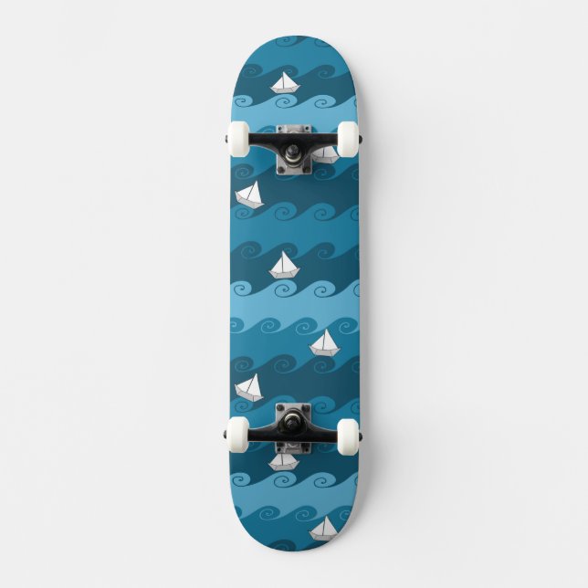 Papierboot-Muster Skateboard (Vorderseite)