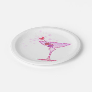 PAPIERcocktail-TELLER - ROSA MARTINI-GLAS Pappteller