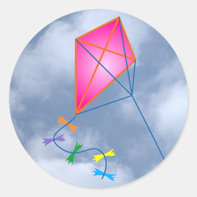 Papierdrache kite runder aufkleber (Vorderseite)