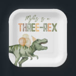 Papierdruckpapier-Teller mit drei Rex-Party Pappteller<br><div class="desc">Dinosaur Party Teller Bereit,  von Ihnen personalisiert zu werden!</div>