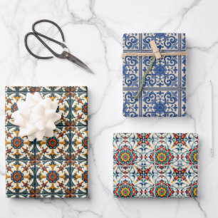 Papiere für Fliesen aus dem Mittelmeerraum Folk Ar Geschenkpapier Set