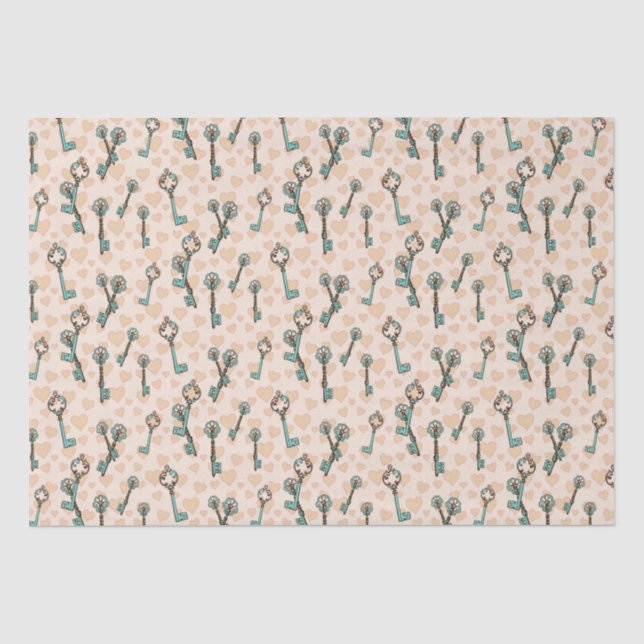 Papiere für Herz und Schlüssel Seidenpapier (Vorderseite)