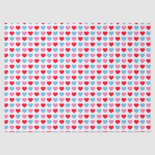 Papiere für rote, rosa und blaue Herzen Seidenpapier (Vorderseite)