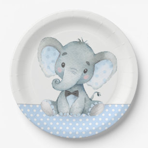 Papierelefant Jungen Baby Shower Papier Teller