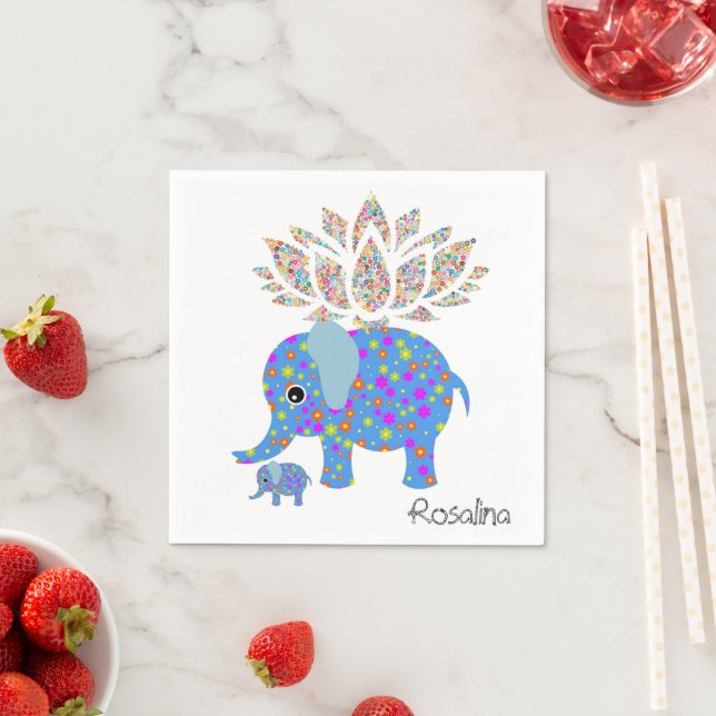 Papieren Napkins, florale, farbenfrohe Elefanten Serviette (Beispiel)