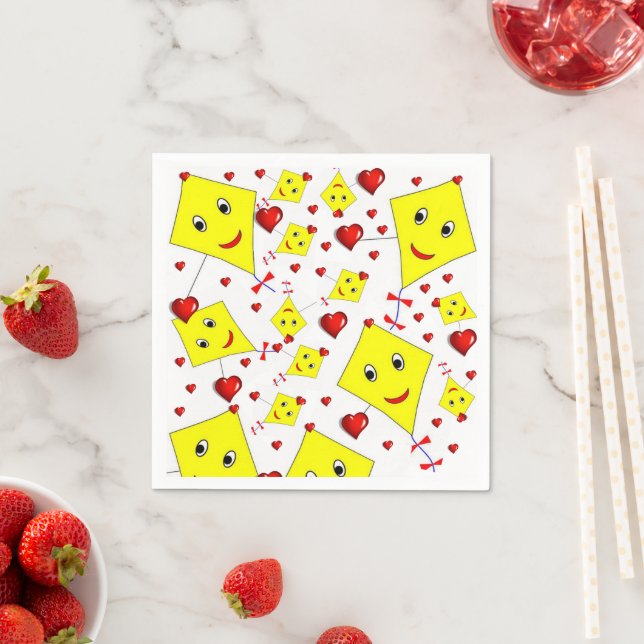Papieren Napkins, Gelbe Kites Serviette (Beispiel)
