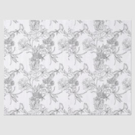 Papierentpackung - B/W Blumendesign Seidenpapier