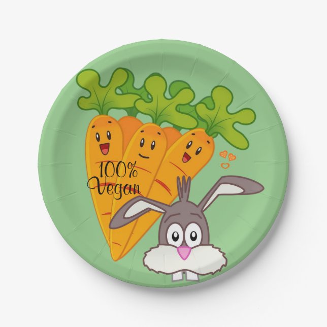 Papierfächer, Carrots Rabbit, 100% Vegan Pappteller (Vorderseite)