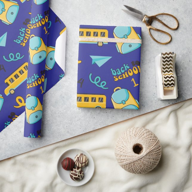 Papierflugzeug, Beutel, Bus: Nahtloses Schleifpapi Geschenkpapier (Kunsthandwerk)