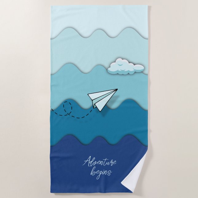 Papierflugzeug | Erlebnis beginnt Sport, aktiv, Strandtuch (Vorderseite)