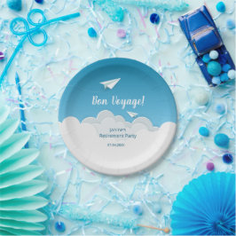 Papierflugzeug im Sky Going Away Party Pappteller