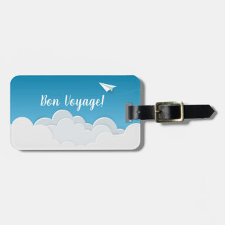 Papierflugzeug in der Sky Bon Voyage weg Gepäckanhänger