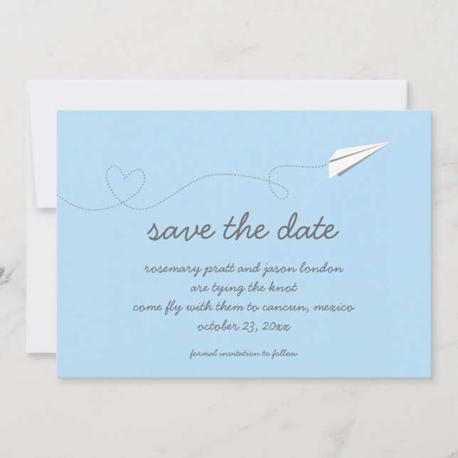 Papierflugzeug Save the Date (Vorderseite)