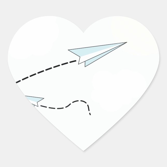 Papierflugzeuge Herz-Aufkleber (Vorderseite)