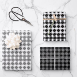 Papierfolien aus geflochtenem Schachbrett, Graustu Geschenkpapier Set