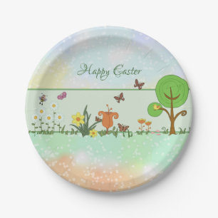 Papierfrühling Ostern  Pappteller