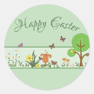 Papierfrühling Ostern Runder Aufkleber