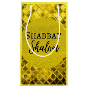 Papiergeschenk Beutel Shabbat Shalom Gelb Design Kleine Geschenktüte