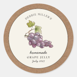 Papiergrenze von Traubenjelly Jar Kraft Runder Aufkleber