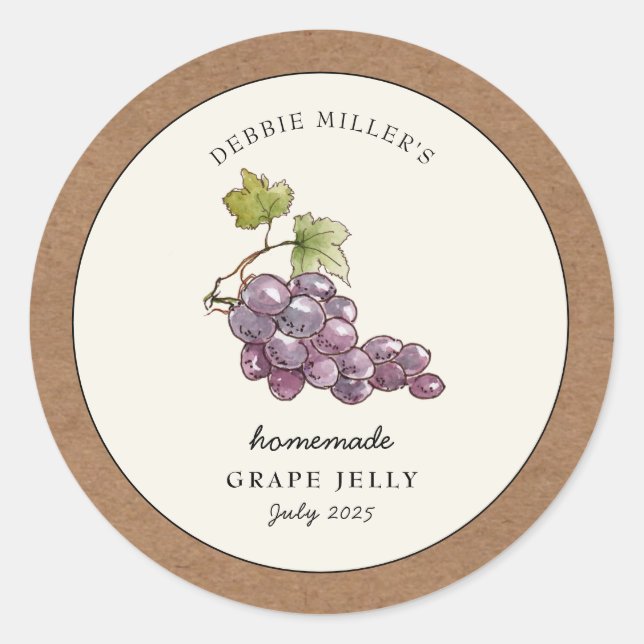 Papiergrenze von Traubenjelly Jar Kraft Runder Aufkleber (Vorderseite)