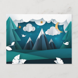 Papierhandwerk Berg Nachthimmel Postkarte
