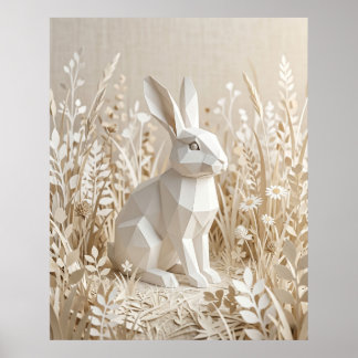 Papierhase Leinenwiese Poster