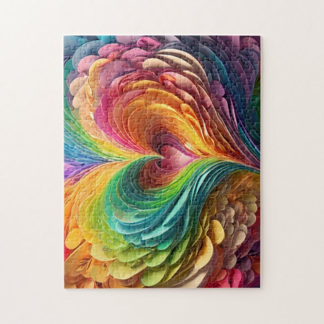 Papierherzen in Regenbogenfarben schneiden (Vertikal)