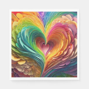 Papierherzen in Regenbogenfarben schneiden Serviette