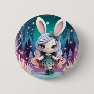 Papierkaninchenmädchen (Niedlich Origami) Button