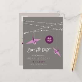Papierkran Zen Fairy Lights Foto Save the Date Ankündigungspostkarte