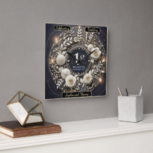 Papierkranz der dauerhaften Liebe Quadratische Wanduhr