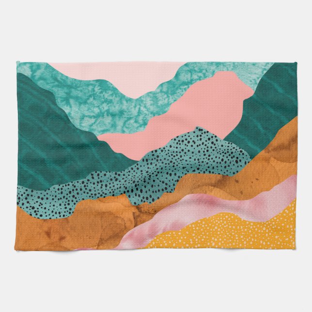 Papierlandschaft, gerippt, gerissene Kanten, Grünt Geschirrtuch (Horizontal)