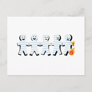 Papiermenschen brennen postkarte