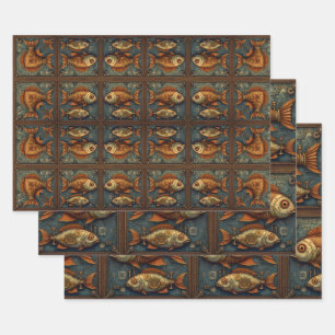 Papierpack 572 Steampunk-Oberflächen Geschenkpapier Set