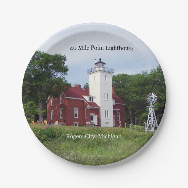 Papierplatte 40 Mile Point Lighthouse Pappteller (Vorderseite)