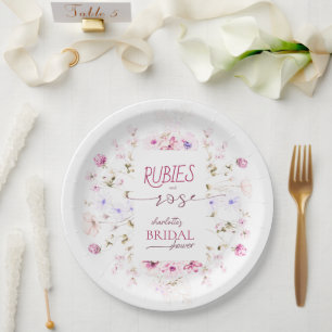 Papierplatte aus blaurosa Brautparty Pappteller