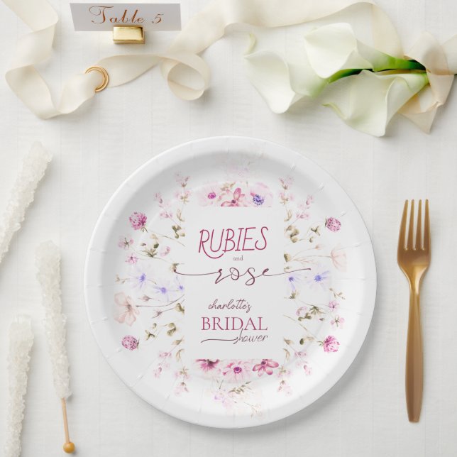 Papierplatte aus blaurosa Brautparty Pappteller (Hochzeit)