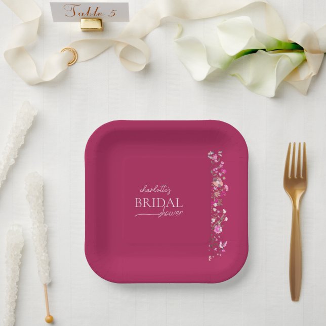Papierplatte aus Minimalistischem rosa Brautparty Pappteller (Hochzeit)