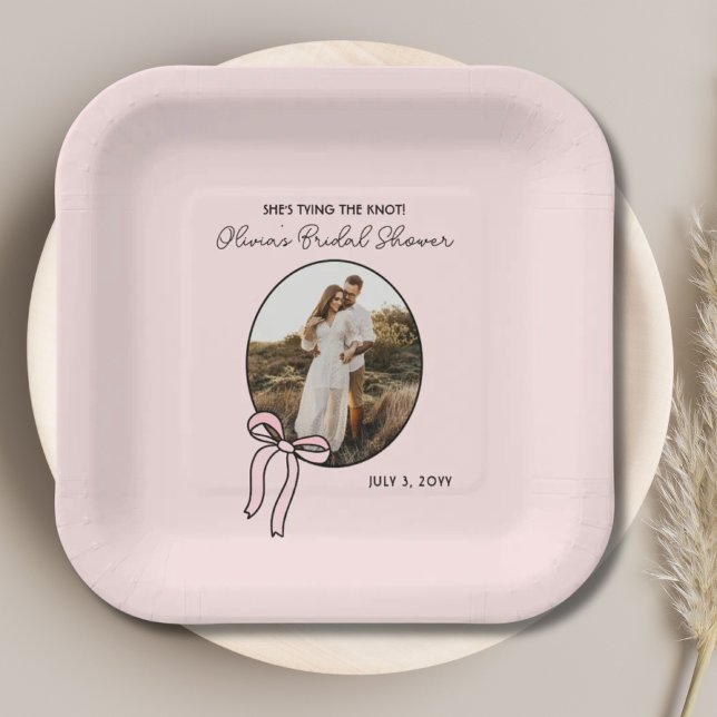 Papierplatte aus personalisiertem rosa Brautparty Pappteller (Personalized Blush Pink Bridal Shower Paper Plate
)
