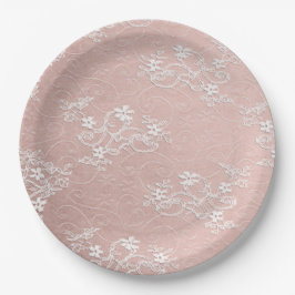 Papierplatte aus rosa und weißem Shabby Chic Pappteller