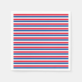 Papierplatte aus rotem, weißem und blauem Streifen Serviette