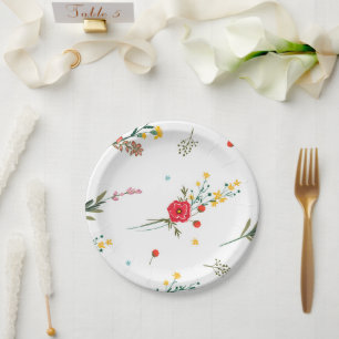 Papierplatte aus Wildblume Abschluss Pappteller