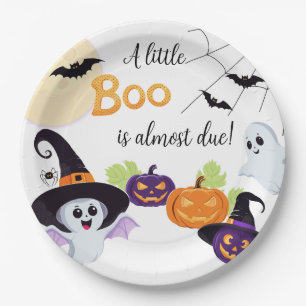 Papierplatte Baby Dusche für Little Boo Halloween. Pappteller
