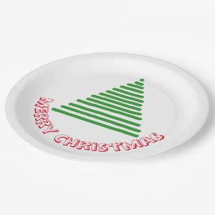 Papierplatte - Baum und frohe Weihnachten Pappteller
