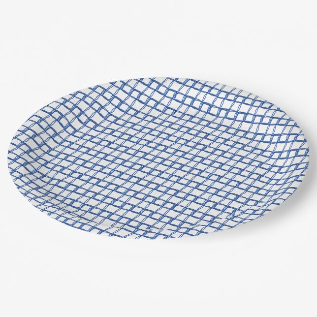Papierplatte - Blaue Fasern aus Holz Pappteller (Schrägansicht)