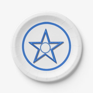 Papierplatte - Blue Star und Circles Pappteller