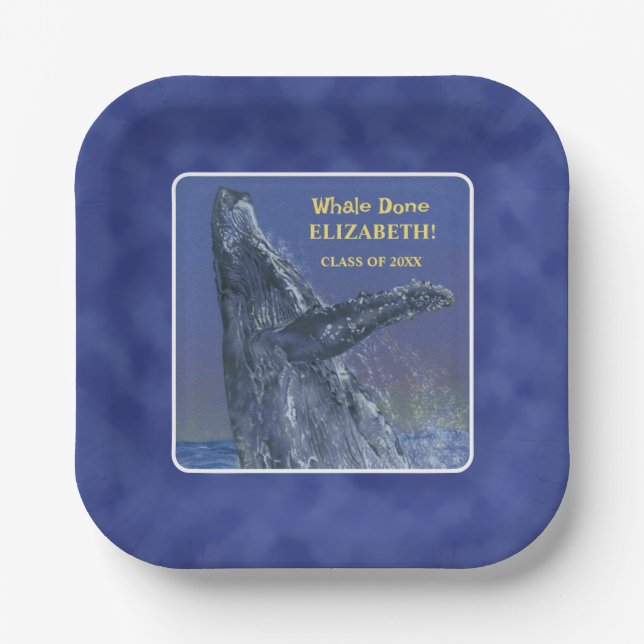 Papierplatte der Fun Whale Graduation Pappteller (Vorderseite)