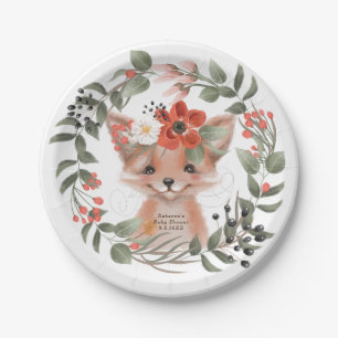 Papierplatte des niedlichen Fuchses der Babydusche Pappteller